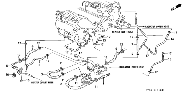 1994 Acura Integra Hose, Electronic Air Control Valve Outlet Diagram for 19507-P72-000