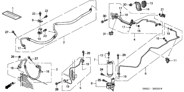 2004 Acura RSX Air Conditioner-Dual Pressure Switch Diagram for 80440-S6A-003