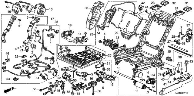 2012 Acura RL Front Seat Components Diagram 1