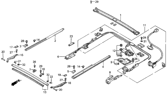 1987 Acura Legend Stay Assembly, Right Front Slide Diagram for 70330-SD4-920