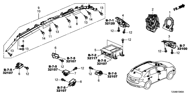 2020 Acura MDX Side Impact Sensor Assembly (Continental) Diagram for 77970-T2A-A01