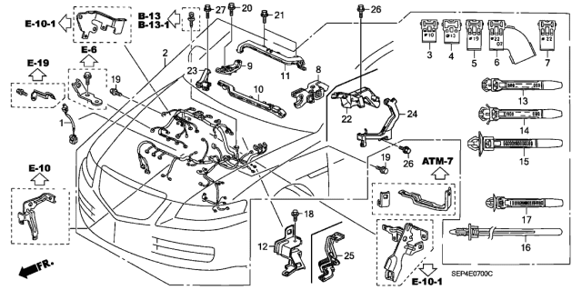2007 Acura TL Holder C, Harness Diagram for 32129-RDA-A00