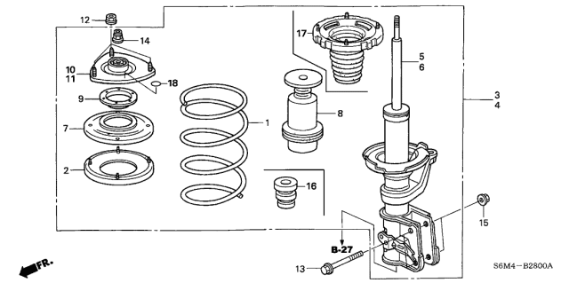 2002 Acura RSX Right Front Shock Absorber Assembly Diagram for 51601-S6M-A07