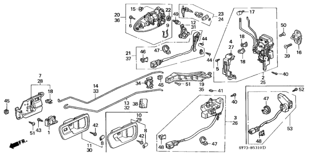 1995 Acura Integra Passenger Side Inside Case Assembly (Graphite Black) Diagram for 72125-ST7-013ZA
