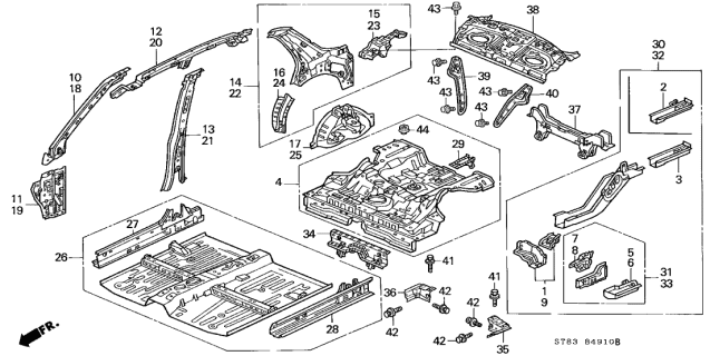 1994 Acura Integra Floor, Front Diagram for 65100-ST8-A10ZZ