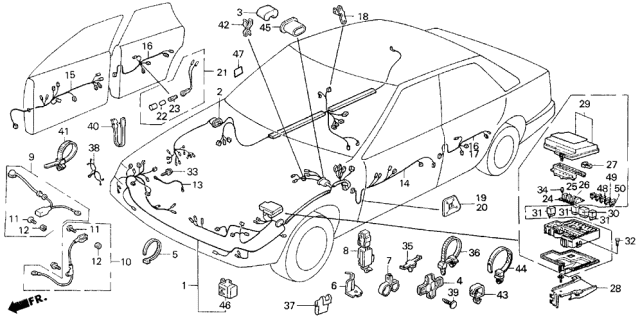 1989 Acura Legend Wire Harness, Engine Room Diagram for 32100-SD4-L02