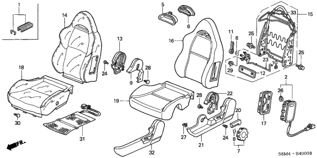 2003 Acura RSX Cover, Driver Side Reclining (Titanium) Diagram for 81638-S7A-G02ZC