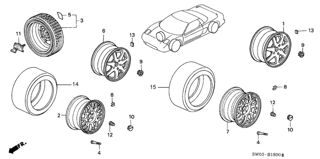 2001 Acura NSX Tire, Left Rear (245/40Zr17) (Bs) Diagram for 42751-BRI-040