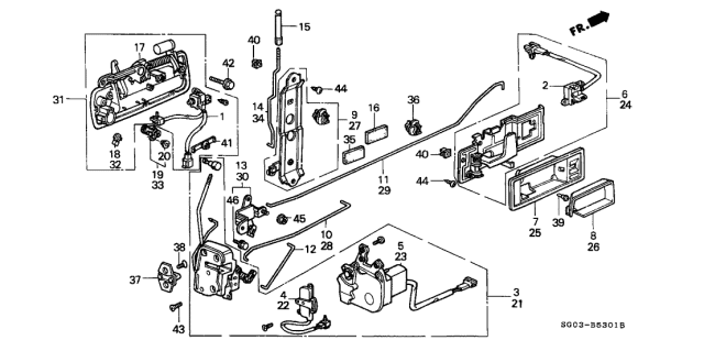 1989 Acura Legend Left Front Handle Assembly (Outer) (Florence Blue Metallic) Diagram for 72180-SG0-C11ZH