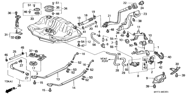 1998 Acura Integra Valve Cover (Two-Way) Diagram for 17372-ST7-L01