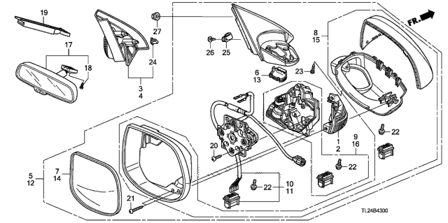2012 Acura TSX Outside Mirrors-Front Door-Mirror Housing Left Diagram for 76255-TL0-E21ZM
