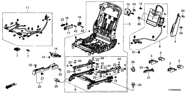 2018 Acura RLX Switch Assembly, Passenger Side Lumbar Support (Light Orchid) Diagram for 81252-TY2-A01ZA