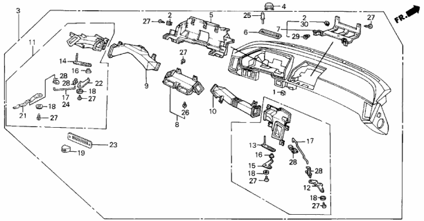 1986 Acura Legend Lever, Passenger Side Vent Diagram for 77663-SD4-000