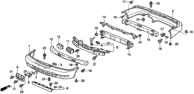 1996 Acura TL Bracket, Front License Plate (Lower) Diagram for 71106-SZ5-A00