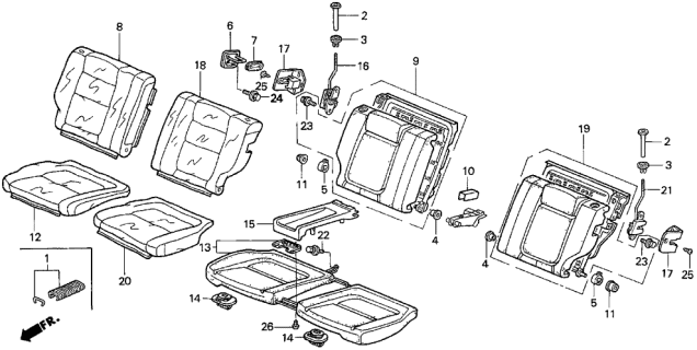 1999 Acura Integra Right Rear Seat Back Cover (Mild Beige) Diagram for 82121-ST7-A03ZE