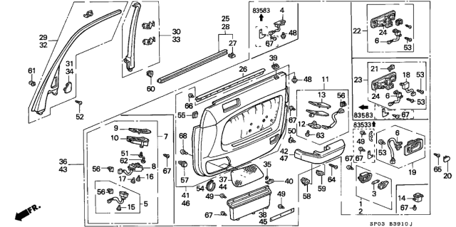 1993 Acura Legend Clip, Connector (Brown) Diagram for 91556-SP0-003
