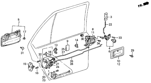 1988 Acura Integra Left Rear Door Handle Assembly (Outer) (Blade Silver Metallic) Diagram for 76620-SE7-A01ZK