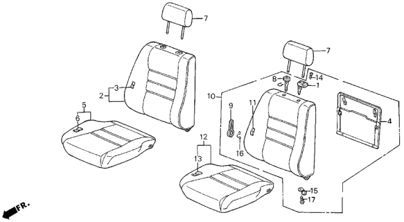 1989 Acura Legend Cushion Assembly, Right Front Seat (Charcoal) Diagram for 81130-SD4-A21ZA
