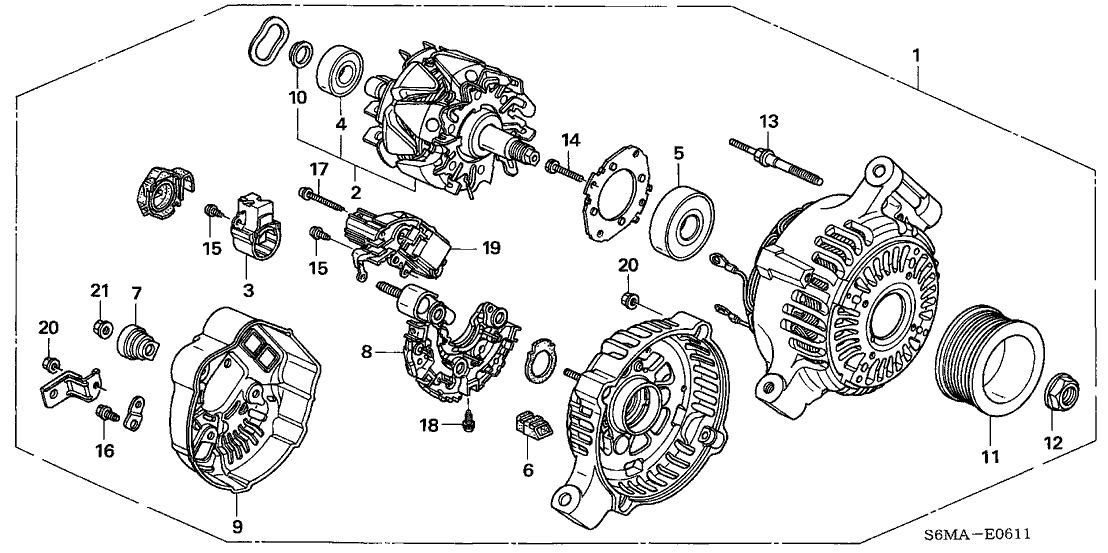 31100-PRB-013 - Genuine Acura Alternator Assy. (CJX68) (DENSO)