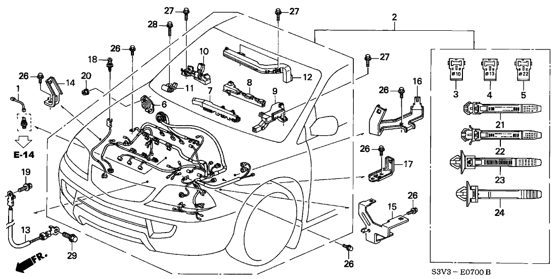 32610-S3V-A00 - Genuine Acura Cable, Sub-Ground