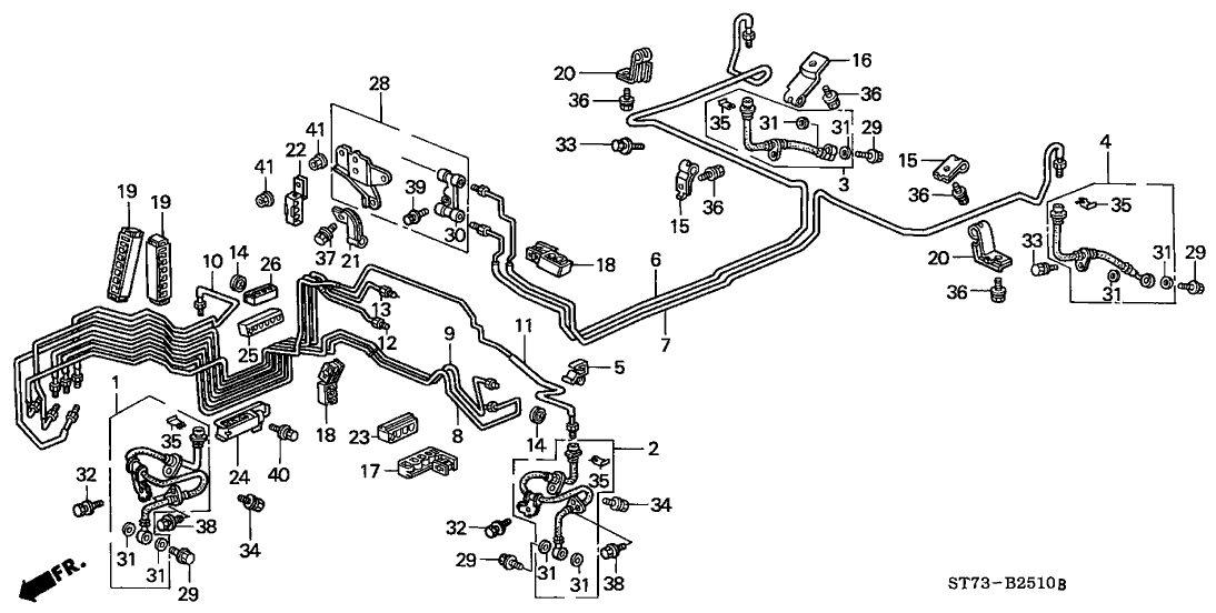 01466-S04-900 - Genuine Acura Hose Set, R. RR. Brake