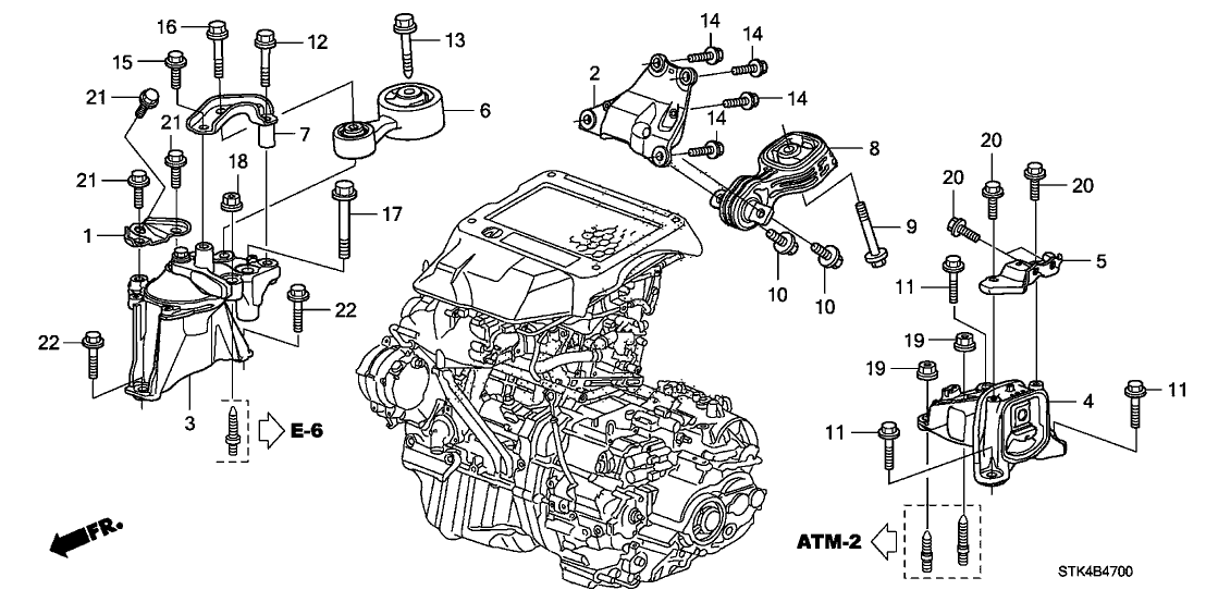 2010 Acura RDX 5 Door RDX KA 5AT Engine Mounts