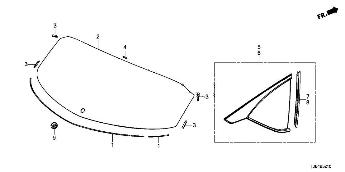 73500-TJB-A01 - Genuine Acura GLASS, R QTR WSHLD