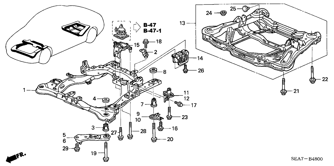 2006 Acura TSX 4 Door TSX KA 5AT Front Beam Rear Beam