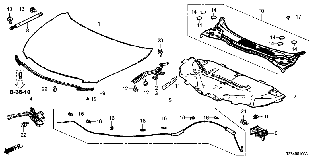 60100-TZ5-A90ZZ - Genuine Acura Hood, Engine (Dot)