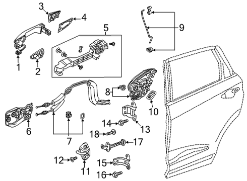 2022 Acura MDX Handle, Right Yr651P Diagram for 72641-TYA-A71ZA