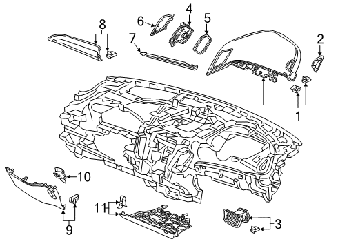 2024 Acura RDX Cluster & Switches, Instrument Panel Diagram 2