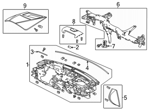 2023 Acura TLX Cluster & Switches, Instrument Panel Diagram 4