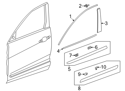 2019 Acura RDX Molding, Left Front Door Diagram for 72450-TJB-A02