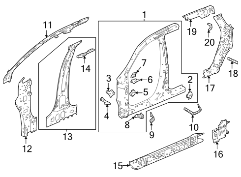 2023 Acura MDX Inner Structure - Pillars Diagram