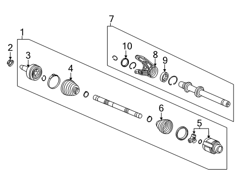 2022 Acura RDX Driveshaft Assembly , Left Diagram for 44306-TJB-A52