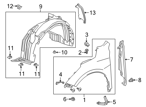 2023 Acura RDX Fender, Right Front (Inner) Diagram for 74101-TJB-A20