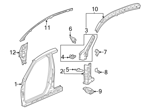 2023 Acura Integra Aperture Panel, Hinge Pillar Diagram