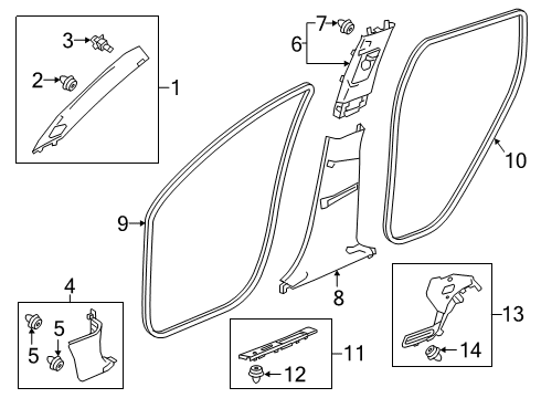 2024 Acura RDX Interior Trim - Pillars Diagram