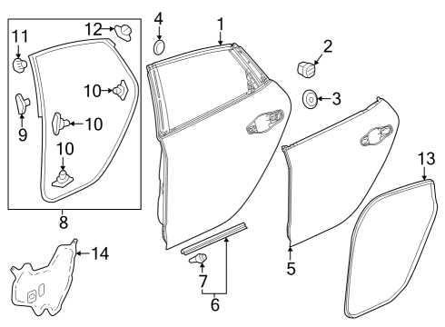 2023 Acura Integra Weatherstrip, Left Rear Diagram for 72850-3S5-A01