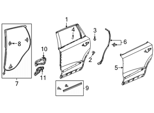 2022 Acura MDX Panel, Left Rear Door Diagram for 67550-TYB-A00ZZ