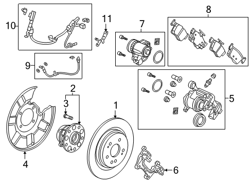 2019 Acura RDX Rear Caliper Sub-Assy Diagram for 43018-TJB-A03