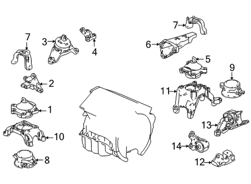 2021 Acura TLX Bracket, Front Diagram for 50630-TGZ-A01