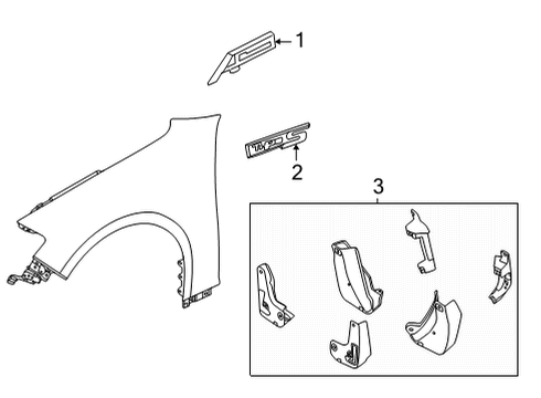 2021 Acura TLX Emblem, Left Front Fender Diagram for 75718-TGZ-A01