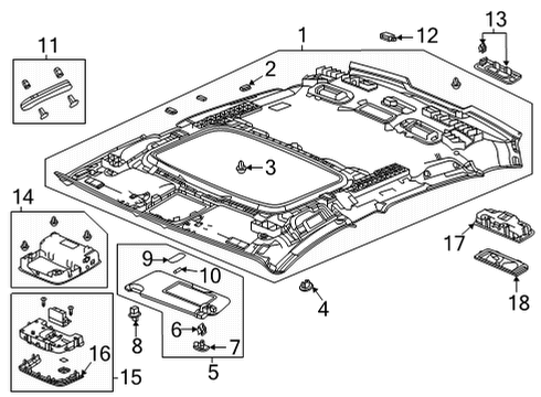 2023 Acura TLX Interior Trim - Roof Diagram