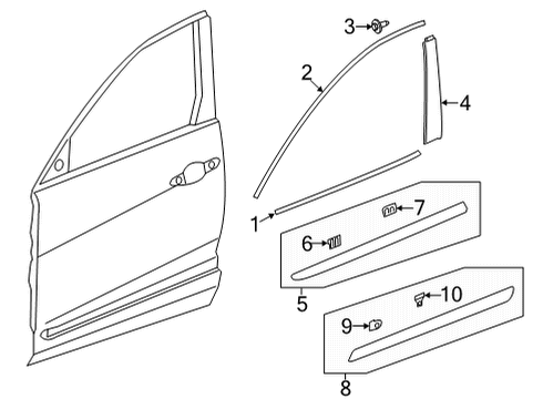 2024 Acura MDX Exterior Trim - Front Door Diagram