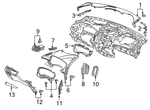 2024 Acura RDX Cluster & Switches, Instrument Panel Diagram 1