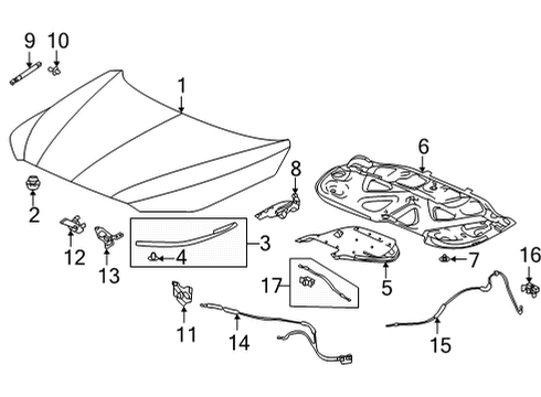 2022 Acura MDX Hinge, Right Hood Diagram for 60120-TYA-A00