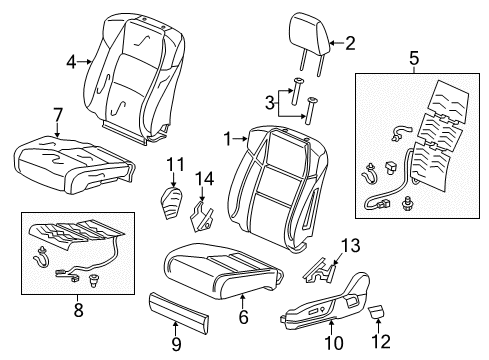 2022 Acura ILX Driver Seat Components Diagram