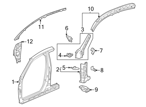 2024 Acura Integra Aperture Panel, Hinge Pillar Diagram 2