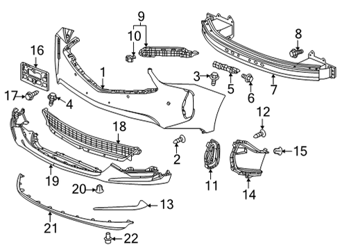 2022 Acura RDX Face, Front Bumper Diagram for 04711-TJB-A20ZZ